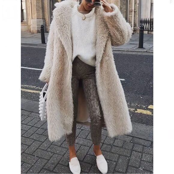 Long Faux Shearling Coat - Picture 1 of 3